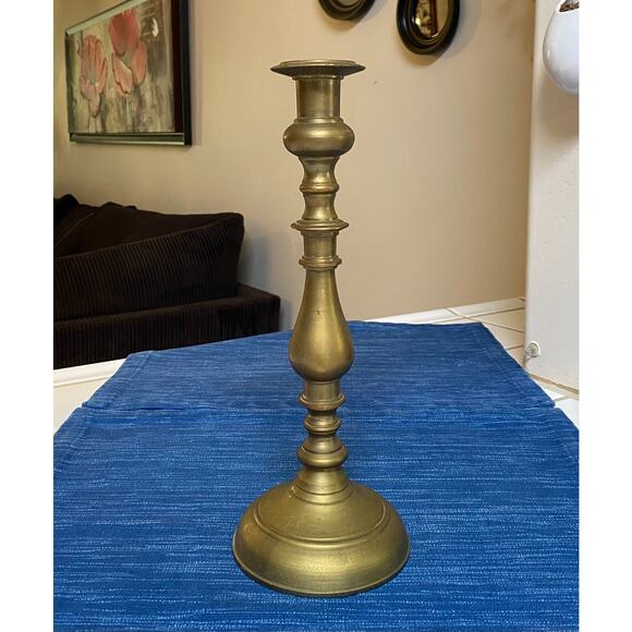 Hand Crafted Solid Brass Candlestick Single Candle Holder 12" Vintage Decor 10B - Picture 1 of 3
